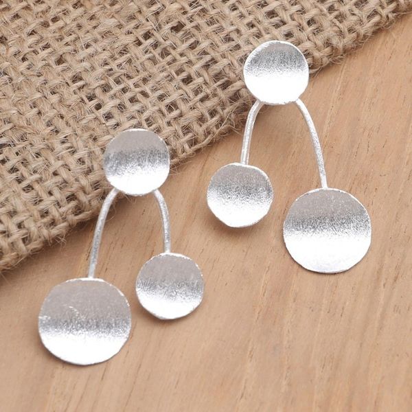 Alternate image for Artisan Made Sterling Silver Drop Earrings Be Groovy
