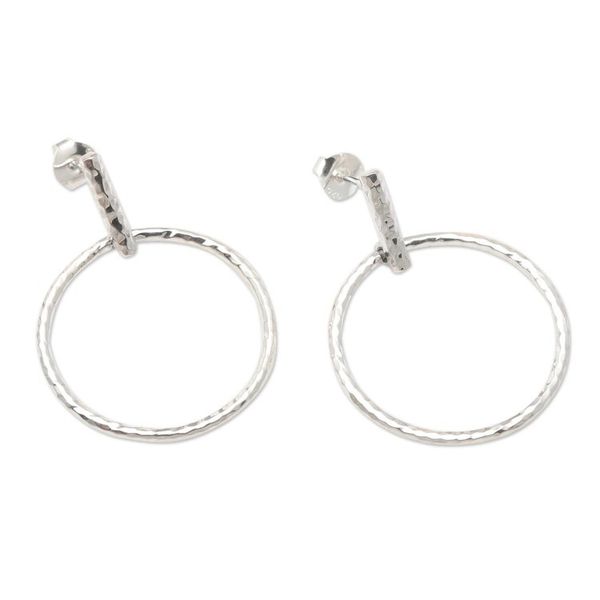 Alternate image for Round Sterling Silver Dangle Earrings from Bali Throw for a Loop
