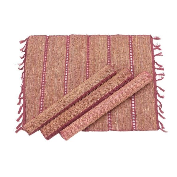 Alternate image for Fringed Natural Fiber and Cotton Placemats Set of 4 Dusty Rose