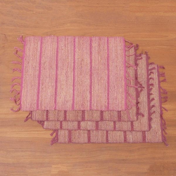 Alternate image for Fringed Natural Fiber and Cotton Placemats Set of 4 Dusty Rose