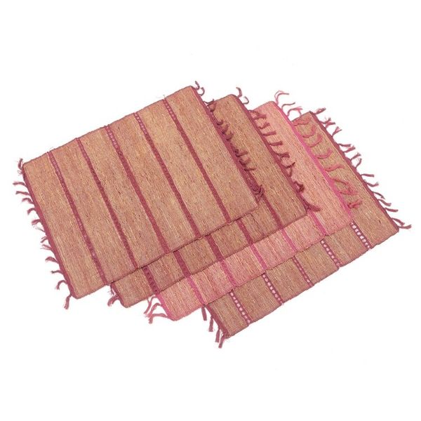 Alternate image for Fringed Natural Fiber and Cotton Placemats Set of 4 Dusty Rose