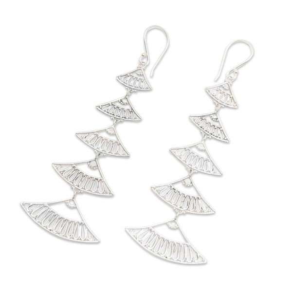 Alternate image for Hand Crafted Sterling Silver Dangle Earrings Hand Fan