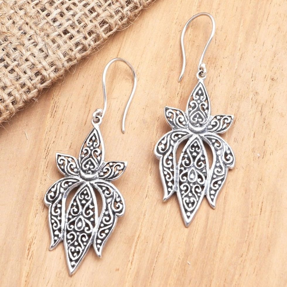 Hand Crafted Sterling Silver Dangle Earrings 'Unwavering Beauty'