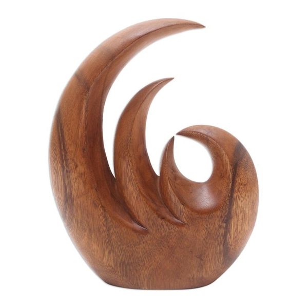 Alternate image for HandMade Suar Wood Flame Statuette Triple Flame