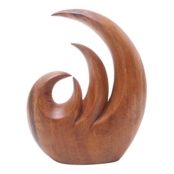 Alternate image for HandMade Suar Wood Flame Statuette Triple Flame