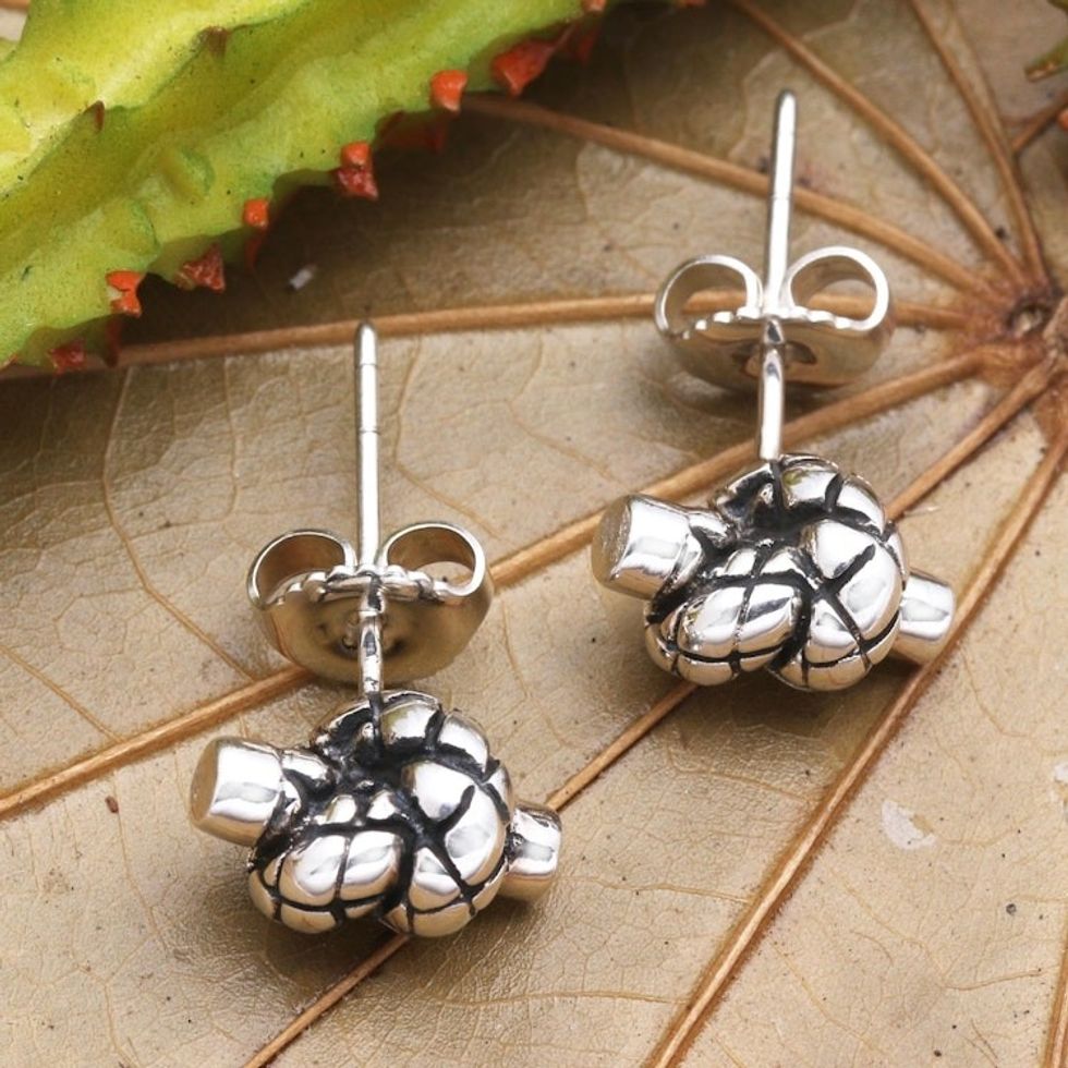 Handmade Sterling Silver Stud Earrings 'Knotted Charm'