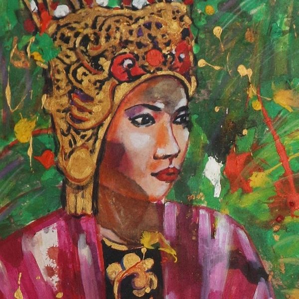 Alternate image for Original Acrylic Painting of Costumed Dancer Waiting for a Turn to Dance