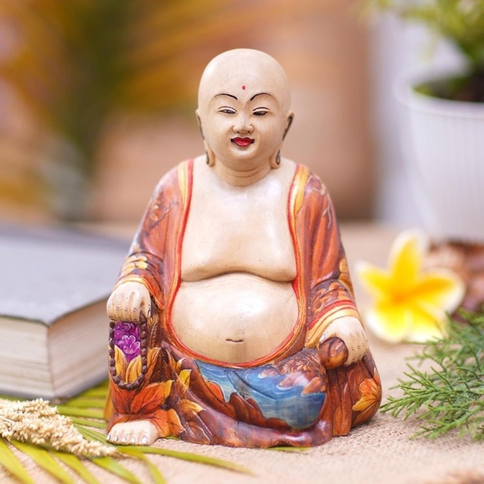 Handmade Crocodile Wood Buddha Sculpture from Bali 'Nature Buddha'