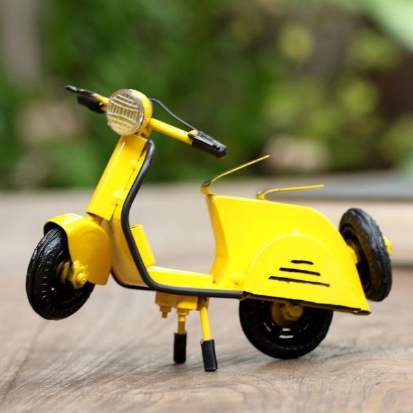 Alternate image for Artisan Crafted Recycled Metal Scooter Sculpture Spirited Scooter in Yellow