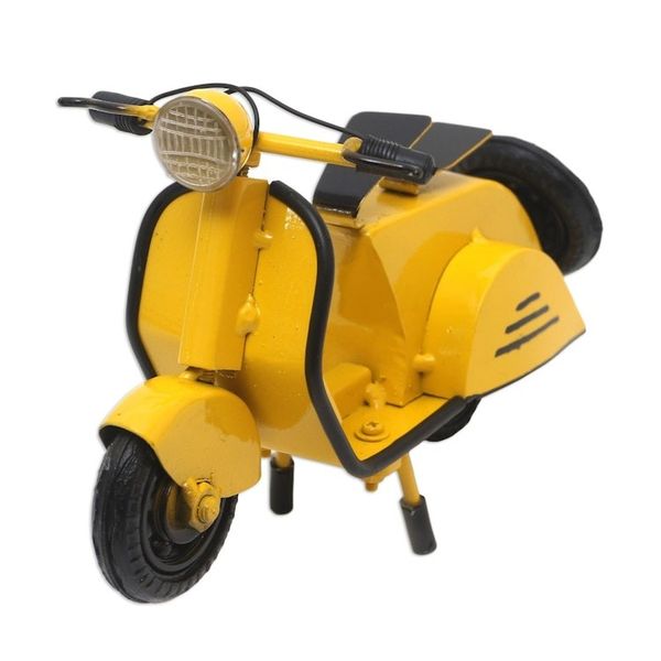 Alternate image for Artisan Crafted Recycled Metal Scooter Sculpture Spirited Scooter in Yellow
