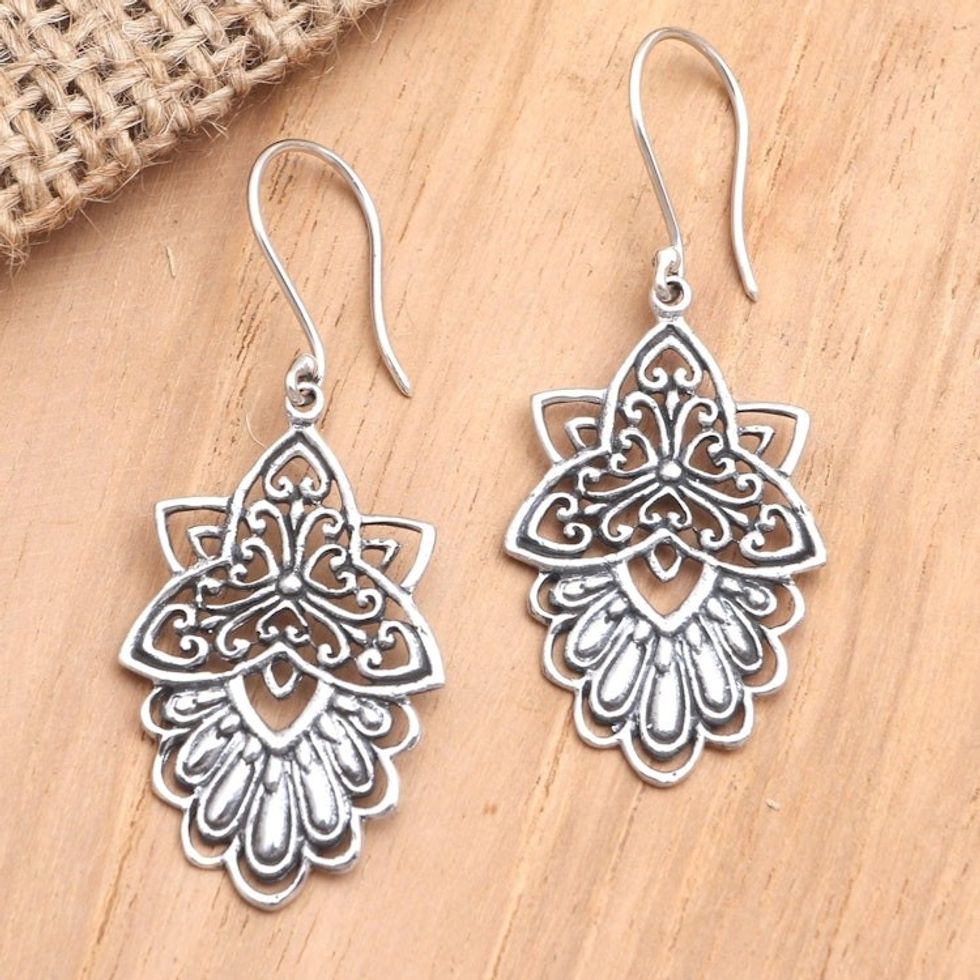 Handcrafted Sterling Silver Dangle Earrings 'Nice as Pie'