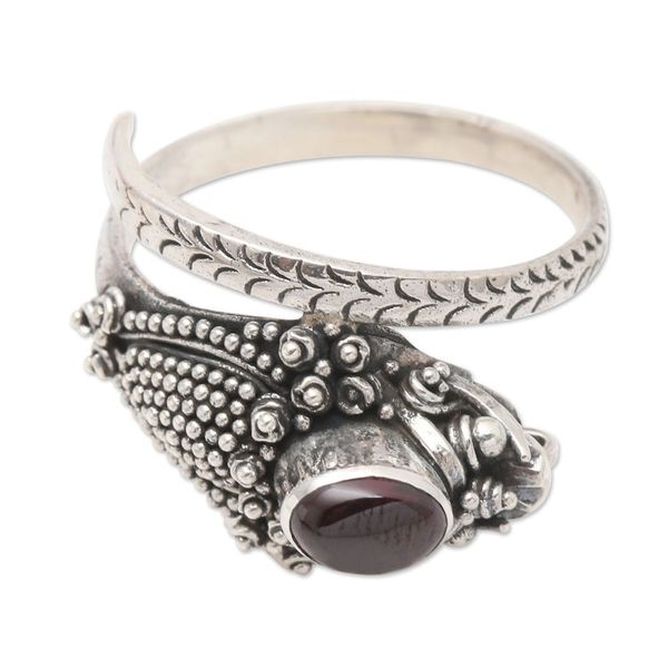 Alternate image for Wrap Snake Ring with Garnet Cabochon Sterling Silver Ready to Strike