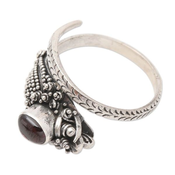 Alternate image for Wrap Snake Ring with Garnet Cabochon Sterling Silver Ready to Strike