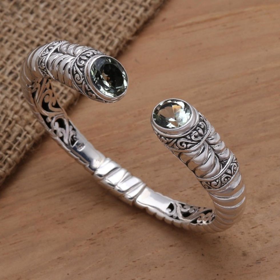 Sterling Silver and Prasiolite Cuff Bracelet 'Wish'