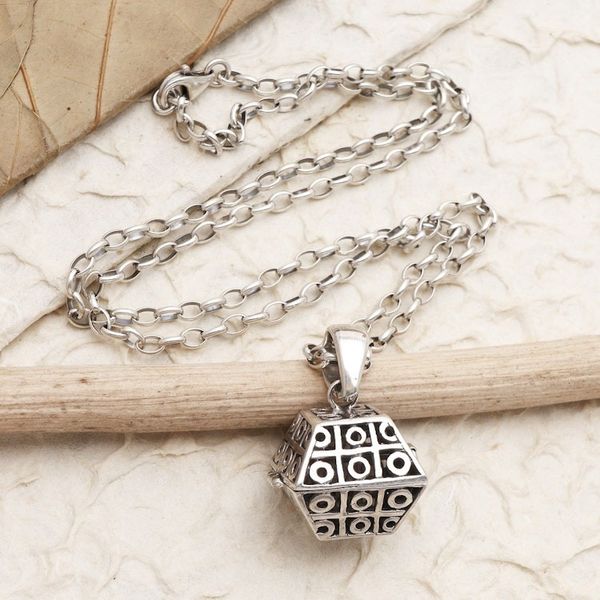 Alternate image for Artisan Crafted Sterling Silver Locket Necklace Poison Hexagon