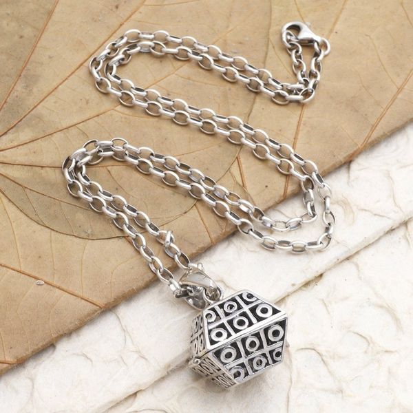 Alternate image for Artisan Crafted Sterling Silver Locket Necklace Poison Hexagon