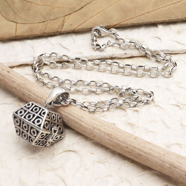 Alternate image for Artisan Crafted Sterling Silver Locket Necklace Poison Hexagon