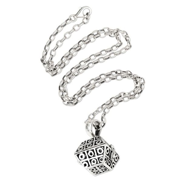 Alternate image for Artisan Crafted Sterling Silver Locket Necklace Poison Hexagon
