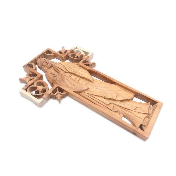 Alternate image for Christian-Themed Suar Wood Relief Panel Blessed Jesus