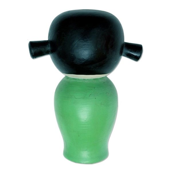 Alternate image for Small Albesia Wood Statuette in Green Shy Lady in Green