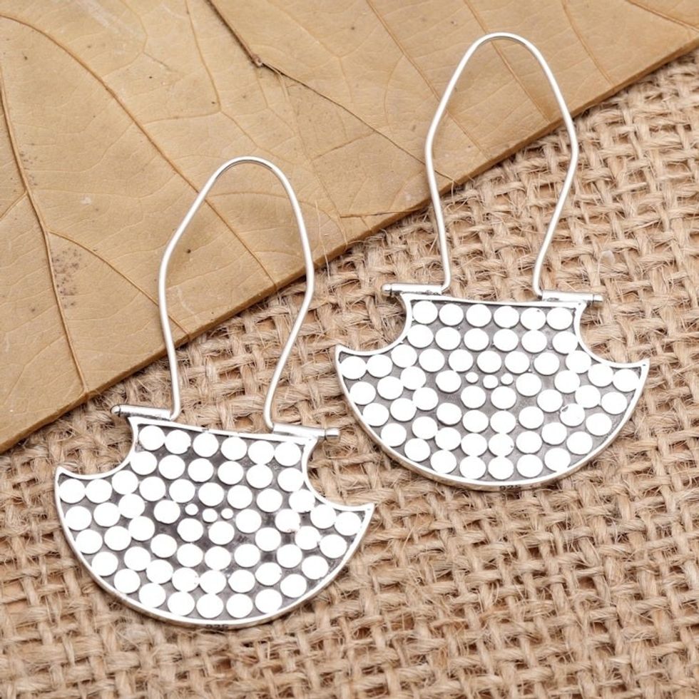 Hand Made Sterling Silver Drop Earrings 'Bright Marquee'