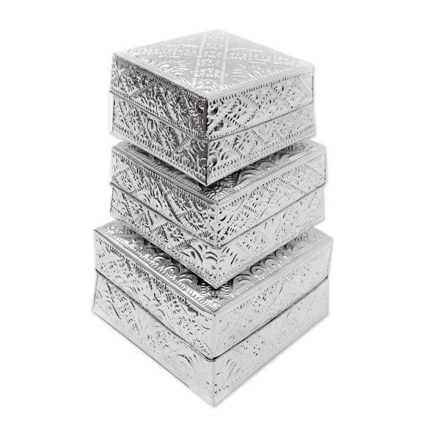 Alternate image for Handcrafted Decorative Aluminum Boxes Set of 3 Lempuyang Sunset in Large