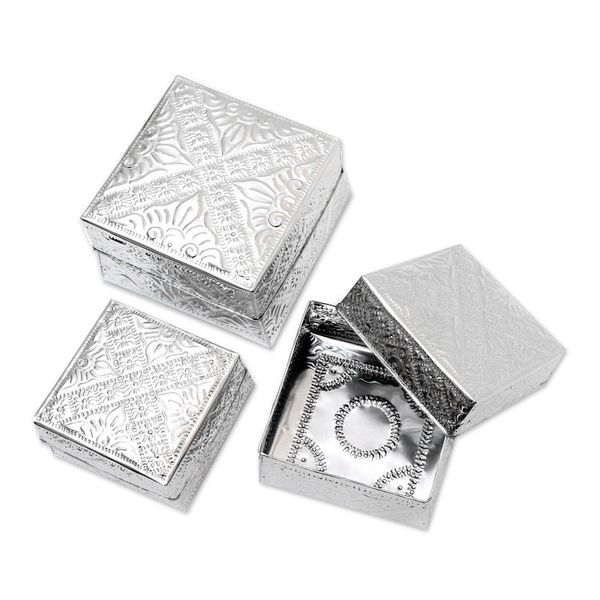 Alternate image for Handcrafted Decorative Aluminum Boxes Set of 3 Lempuyang Sunset in Large