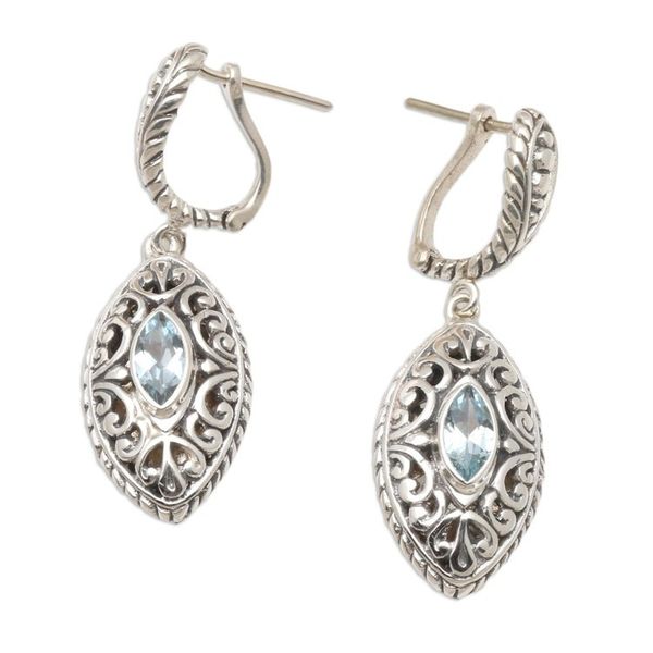 Alternate image for Blue Topaz and Sterling Silver Dangle Earrings Blue Peak