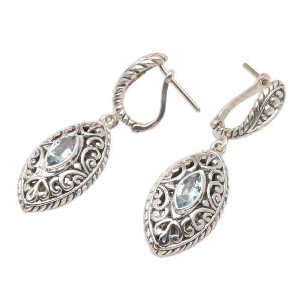 Alternate image for Blue Topaz and Sterling Silver Dangle Earrings Blue Peak