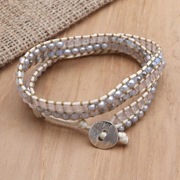 Alternate image for Quartz and Crystal Wrap Bracelet from Bali Grey Dove