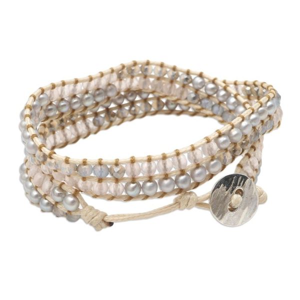 Alternate image for Quartz and Crystal Wrap Bracelet from Bali Grey Dove