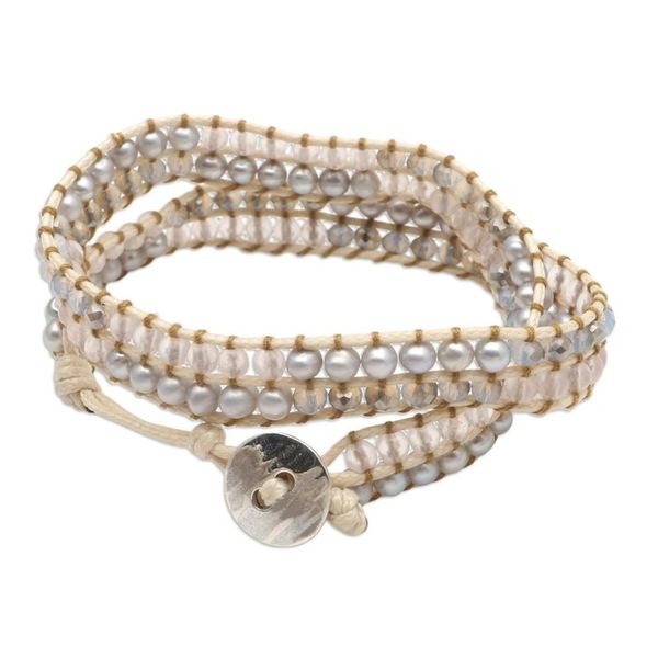 Alternate image for Quartz and Crystal Wrap Bracelet from Bali Grey Dove