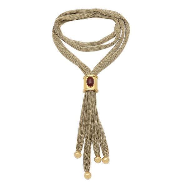 Alternate image for Gold-Accented Brass and Carnelian Lariat Necklace Red Eye
