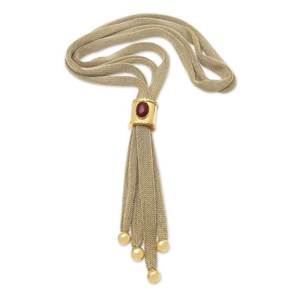 Alternate image for Gold-Accented Brass and Carnelian Lariat Necklace Red Eye