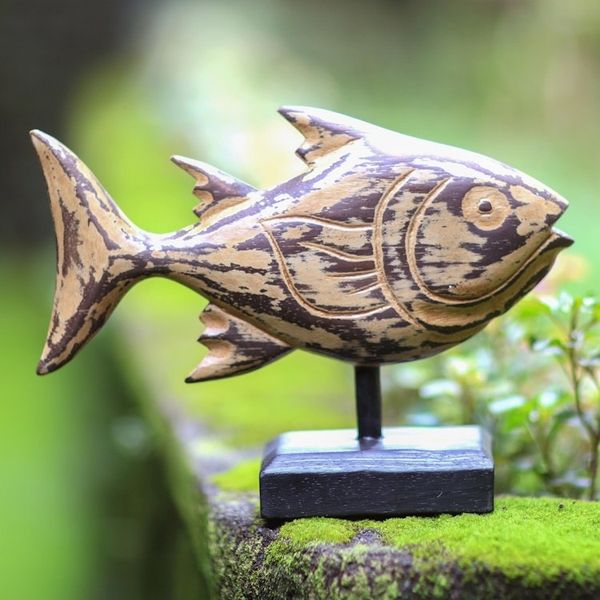 Alternate image for Albesia Wood Snapper Fish Statuette Snapper Fish