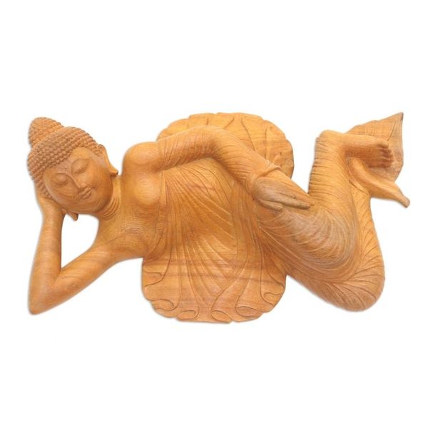 Alternate image for Hand Carved Crocodile Wood Buddha Sculpture Buddha at Peace