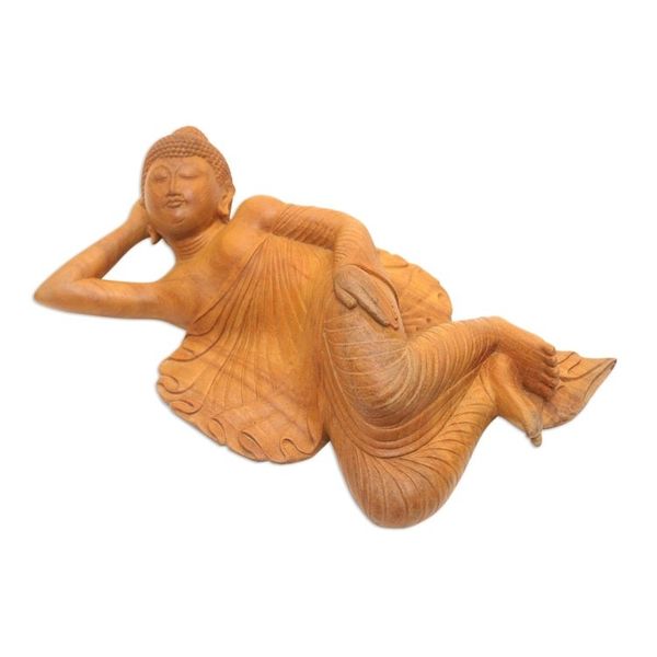 Alternate image for Hand Carved Crocodile Wood Buddha Sculpture Buddha at Peace