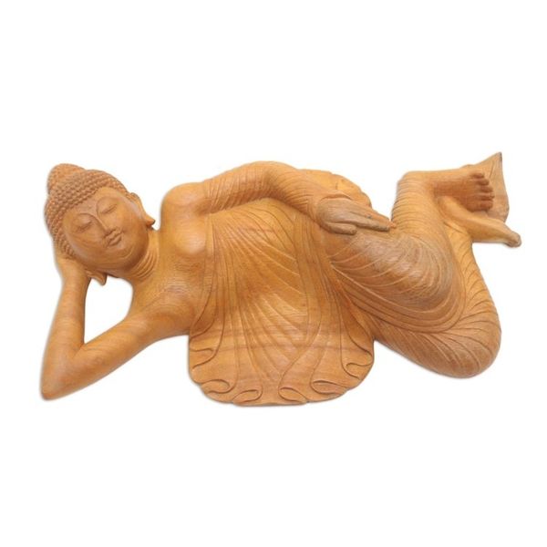 Alternate image for Hand Carved Crocodile Wood Buddha Sculpture Buddha at Peace