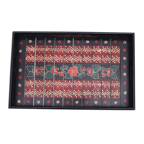 Alternate image for Hand Made Floral Batik Decorative Tray Kawung Beauty