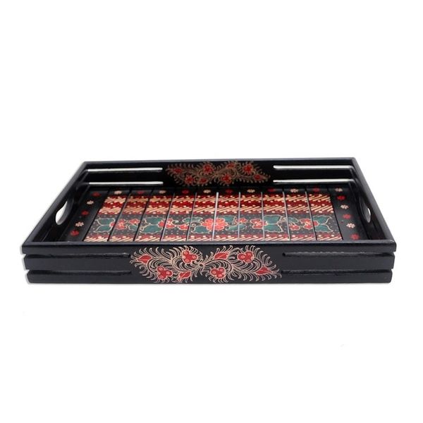 Alternate image for Hand Made Floral Batik Decorative Tray Kawung Beauty