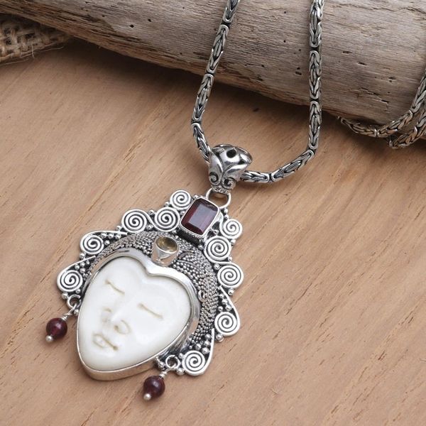 Alternate image for Garnet and Citrine Pendant Necklace Sleeping Royal in Red