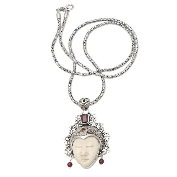 Alternate image for Garnet and Citrine Pendant Necklace Sleeping Royal in Red
