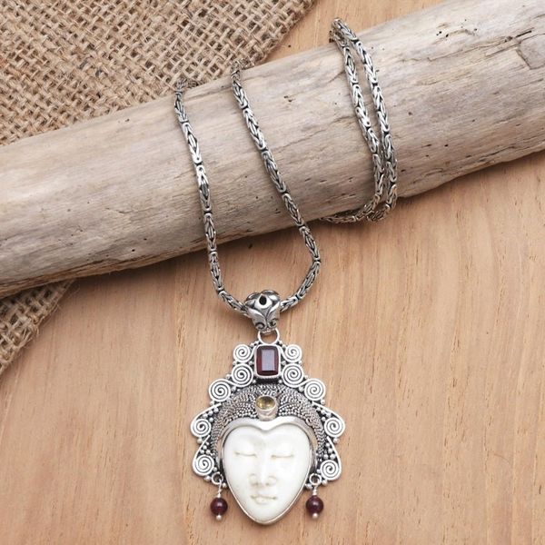 Alternate image for Garnet and Citrine Pendant Necklace Sleeping Royal in Red