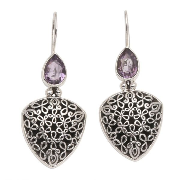 Alternate image for Hand Made Sterling Silver Amethyst Drop Earrings Fly Away