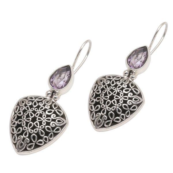 Alternate image for Hand Made Sterling Silver Amethyst Drop Earrings Fly Away