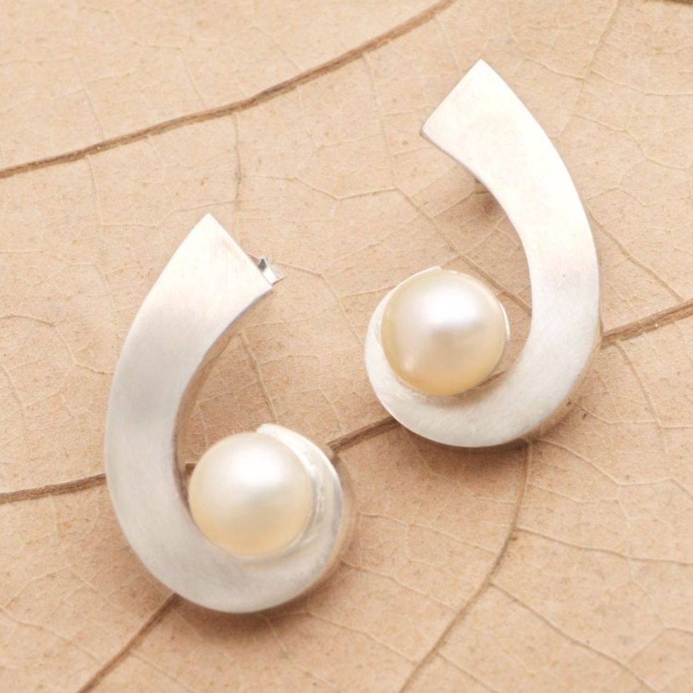 Sterling Silver and Cultured Pearl Drop Earrings 'C'est Chic'