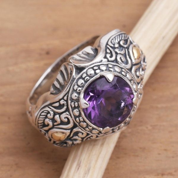 Alternate image for Mens Elephant-Themed Amethyst Ring Maharaja