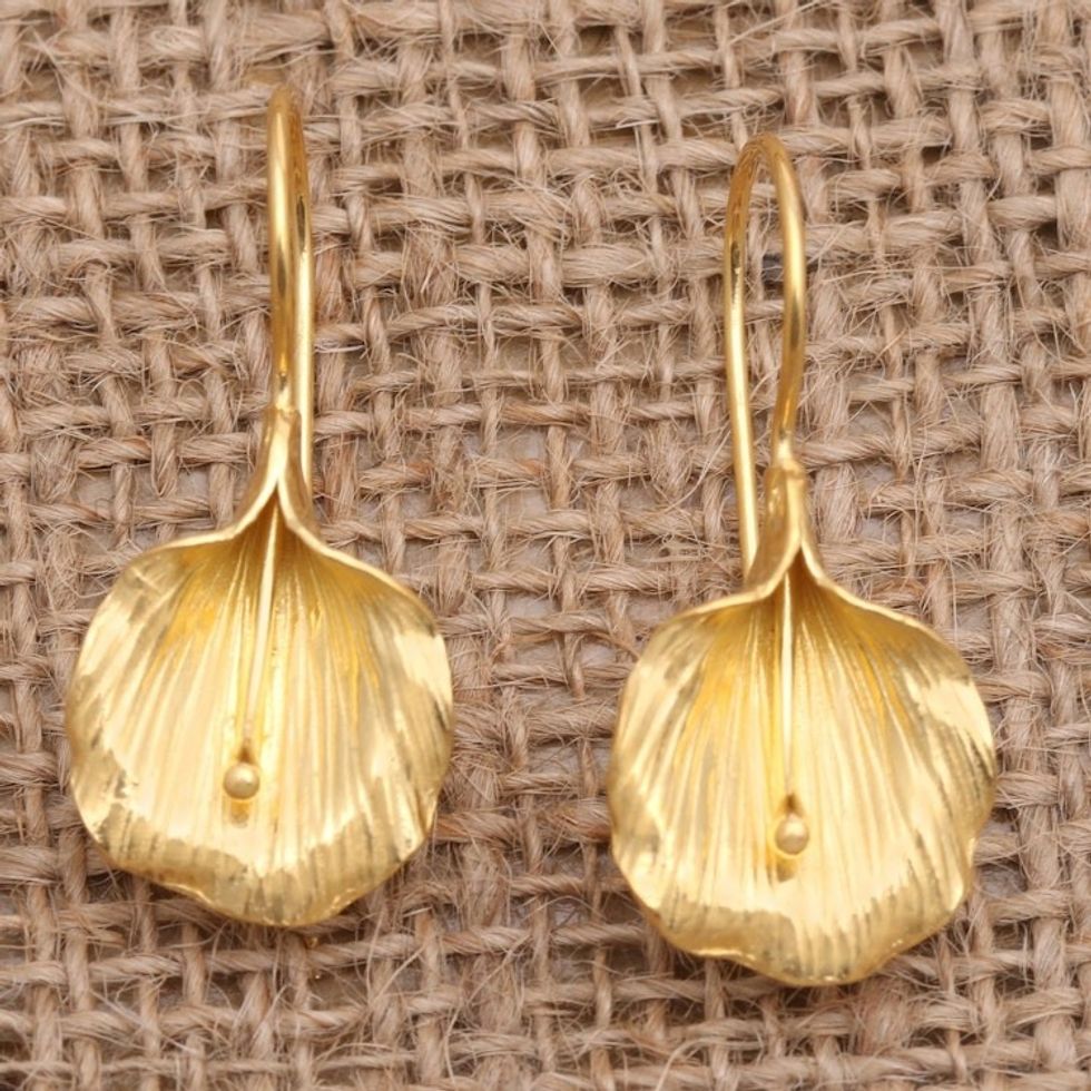 Handmade Gold-Plated Floral Drop Earrings 'Thunbergia Flower'