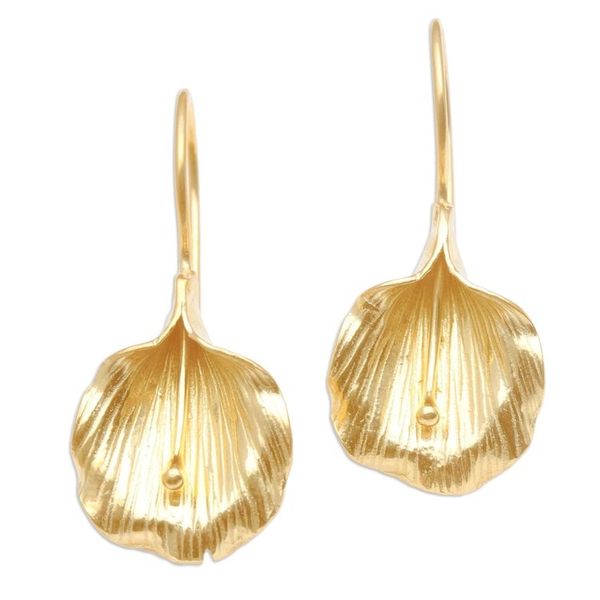 Alternate image for Handmade Gold-Plated Floral Drop Earrings Thunbergia Flower