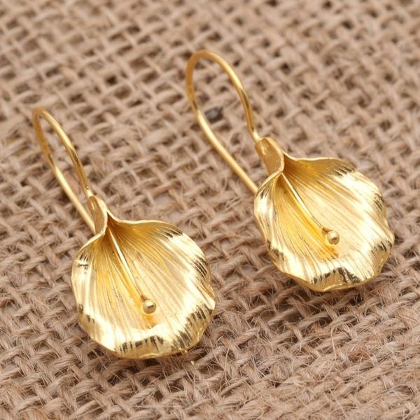 Alternate image for Handmade Gold-Plated Floral Drop Earrings Thunbergia Flower